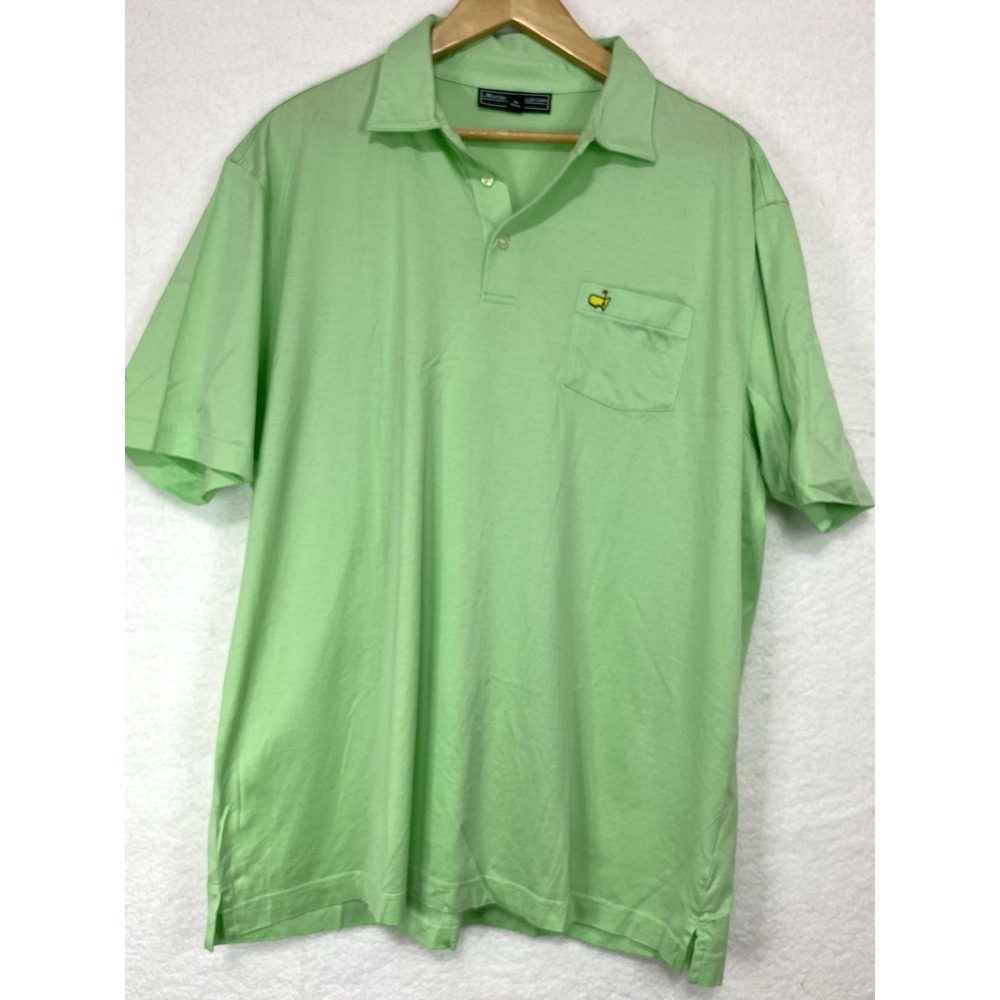 Masters Collection Mens‎ Extra Large Light Green Augusta Logo Short Sleeve Polo